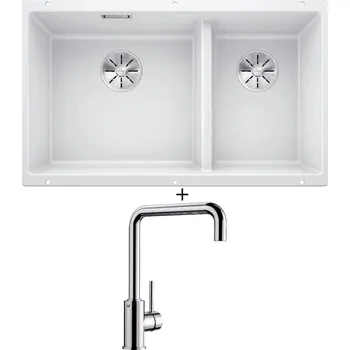 Granitový dřez Dřez pod desku SET Blanco SUBLINE 430/270-U bílá 523155 + Blanco MILI chrom 519413