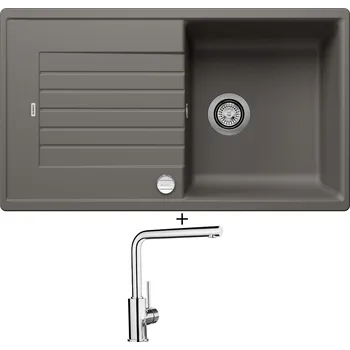 Kuchyňský dřez Granitový dřez SET Blanco ZIA 5 S šedá vulkán s excentrem + Blanco MILA chrom 519414