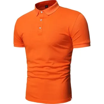 Pánská móda Pánské jednobarevné polo tričko Barva: Oranžová, Velikost: M