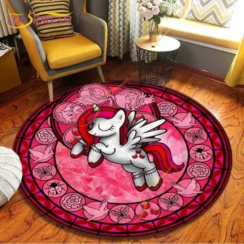 Koberec Kulatý koberec s motivem jednorožce - 3,100 cm