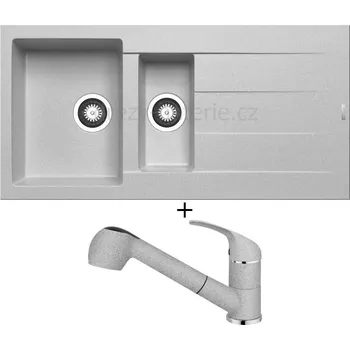 Granitový dřez Granitový dřez SET Pyramis ATHLOS (100x50) 1 1/2B 1D šedá + Pyramis FIDO šedá
