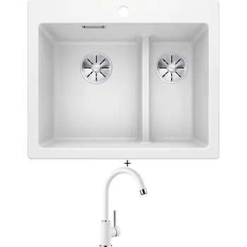 Granitový dřez Granitový dřez SET Blanco PLEON 6 SPLIT bílá 521693 + Blanco MIDA bílá 519418