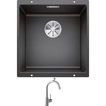 Granitový dřez Dřez pod desku SET Blanco SUBLINE 400 U antracit 523422 + Blanco MIDA chrom 517742