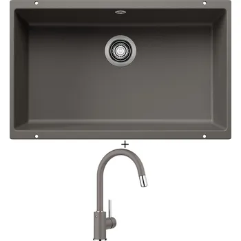 Granitový dřez Dřez pod desku SET Blanco ROTAN 700 U šedá vulkán 527330 + Blanco MIDA-S šedá vulkán 526967