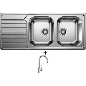 Nerezový dřez SET Blanco DINAS 8 S nerez kartáčovaný 523376 + Blanco MIDA-S chrom 521454