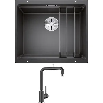 Granitový dřez Dřez pod desku SET Blanco ETAGON 500-U antracit 522227 + Blanco MILI antracit 523103