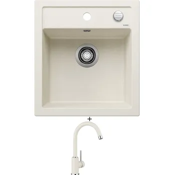 Granitový dřez Granitový dřez SET Blanco DALAGO 45 bílá soft s excentrem 527059 + Blanco MIDA bílá soft 526966