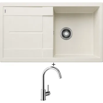 Granitový dřez Granitový dřez SET Blanco METRA 5 S bílá soft 527110 + Blanco MIDA chrom 517742