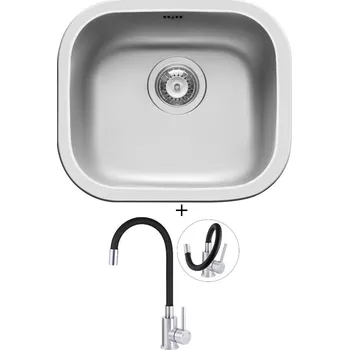 Nerezový dřez Nerezový dřez SET Pyramis KIBA SQUARE nerez + Deante NEO LUNO BOC B720 nerez