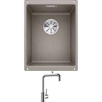 Kuchyňský dřez Dřez pod desku SET Blanco SUBLINE 320-U tartufo 523414 + Blanco MILI chrom 519413