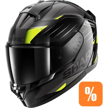 Helma na motorku Shark ridill 2 bersek, černá/lesklá/šedá/žlutá barva, velikost xs(53-54)