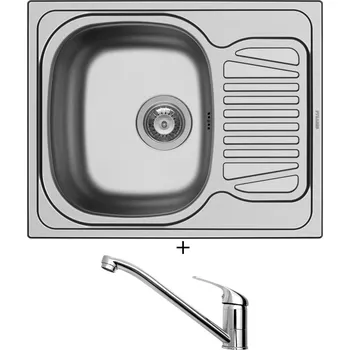 Nerezový dřez Nerezový dřez SET Pyramis SPARTA (62x50) 1B 1D nerez + Pyramis ASALIA chrom
