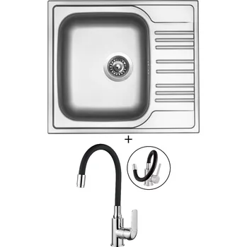Kuchyňský dřez Nerezový dřez SET Sinks STAR 580 V matný + Kuchinox ELZA BKE 761D chrom/černá