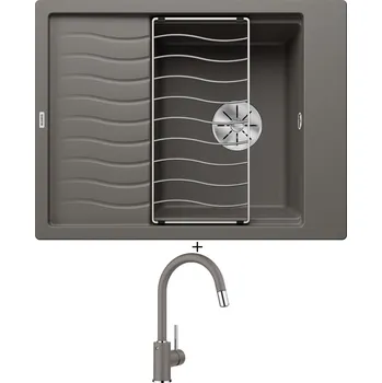 Granitový dřez Granitový dřez SET Blanco ELON 45 S šedá vulkán 527250 + odkapová mřížka + Blanco MIDA-S šedá vulkán 526967