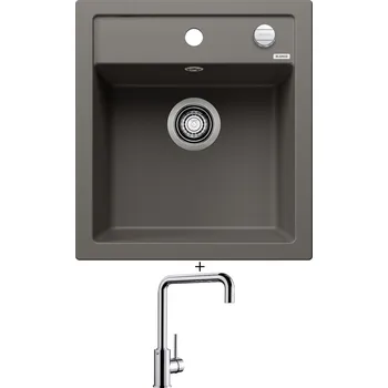 Kuchyňský dřez Granitový dřez SET Blanco DALAGO 45 šedá vulkán s excentrem 527242 + Blanco MILI chrom 519413