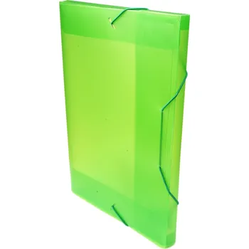 Archivační box Krabice na spisy A4 3 klopá s gumou, průhledná zelená