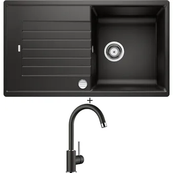 Kuchyňský dřez Granitový dřez SET Blanco ZIA 5 S černá s excentrem + Blanco MIDA černá 526145