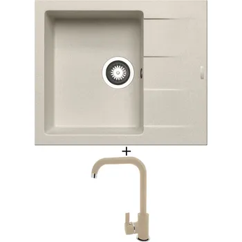 Granitový dřez Granitový dřez SET Pyramis ATHLOS (59x50) 1B 1D béžová + Pyramis SILVIO béžová