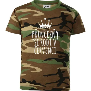 Princezny se rodí v červenci - Dětské maskáčové triko - 134 cm/8 let ( Hnědý maskáč )