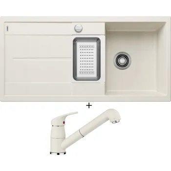 Granitový dřez Granitový dřez SET Blanco METRA 6 S bílá soft s excentrem 527116 + Blanco DARAS-S bílá soft 526937