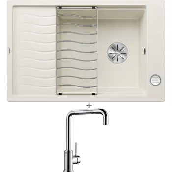 Granitový dřez Granitový dřez SET Blanco ELON XL 6 S bílá soft + excentrické ovládání + Blanco MILI chrom 519413
