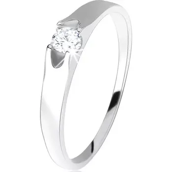 Prsten Prsten ze stříbra 925, kulatý čirý zirkon se dvěma výřezy po stranách - Velikost: 53
