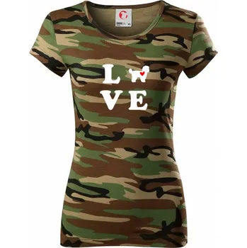 Shih Tzu love - Dámské maskáčové triko - L ( Hnědý maskáč )