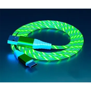 Datový kabel POČÍTÁRNA USB-USC-C rychlo nabíječka s LED podsvícením 1m - zelená