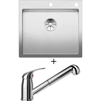 Nerezový dřez Nerezový dřez SET Blanco CLARON 500-IF/A nerez Durinox s excentrem PushControl 523393 + Blanco DARAS-S chrom 517731