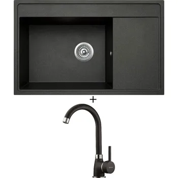 Granitový dřez Granitový dřez SET Pyramis CAMEA (79x50) 1B 1D černá + Pyramis BELLO černá