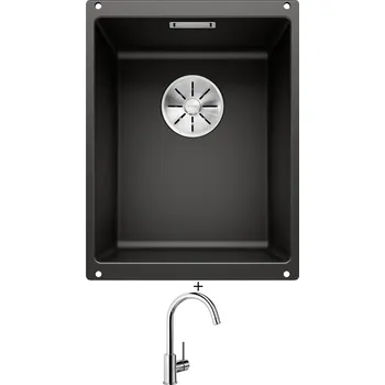 Granitový dřez Dřez pod desku SET Blanco SUBLINE 320-U černá 525983 + Blanco MIDA chrom 517742