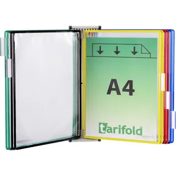 tarifold nástěnný kovový držák magnetický, 10 kapes A4 na výšku, otevřené shora, mix barev