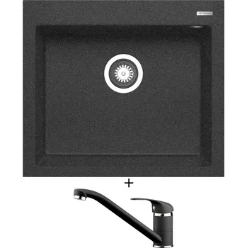 Granitový dřez Granitový dřez SET Pyramis ISTROS (57x50) 1B černá + Pyramis ASALIA černá