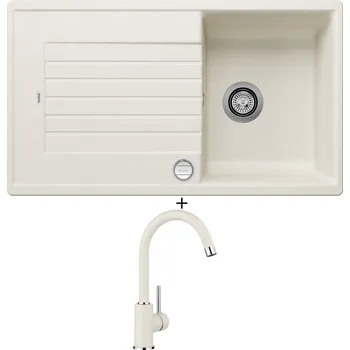 Kuchyňský dřez Granitový dřez SET Blanco ZIA 45 SL bílá soft + excentrické ovládání + Blanco MIDA bílá soft 526966