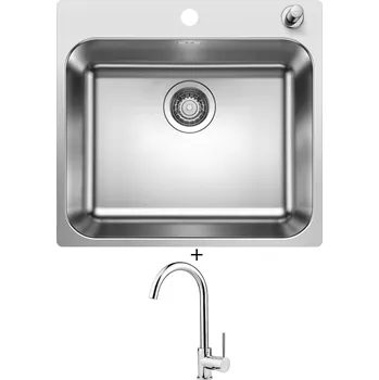 Nerezový dřez Nerezový dřez SET Blanco SUPRA 500-IF/A R12 nerez kartáčovaný s táhlem 526355 + Deante ASTER 062 M chrom