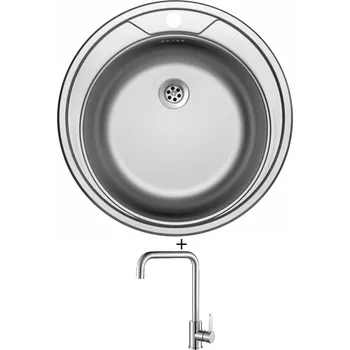 Kuchyňský dřez Nerezový dřez SET Sinks ROUND 510 M nerez matný + Laveo BONA BAB 265D nerez