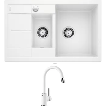 Granitový dřez Granitový dřez SET Blanco METRA 6 S Compact bílý s excentrem 513468 + Blanco MIDA-S bílá 521457