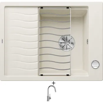 Granitový dřez Granitový dřez SET Blanco ELON 45 S bílá soft + excentrické ovládání + Blanco MIDA-S chrom 521454