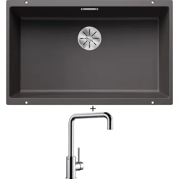 Granitový dřez Dřez pod desku SET Blanco SUBLINE 700 U šedá skála 523443 + Blanco MILI chrom 519413