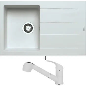 Granitový dřez Granitový dřez SET Pyramis ATHLOS (79x50) 1B 1D bílá + Pyramis FIDO bílá