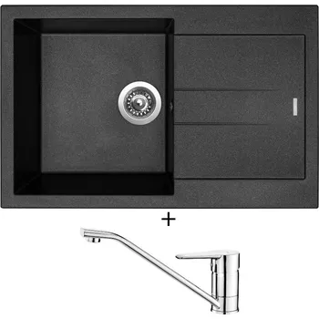 Granitový dřez Granitový dřez SET Sinks AMANDA 780 metalblack + Deante CORIO BFC 060M chrom
