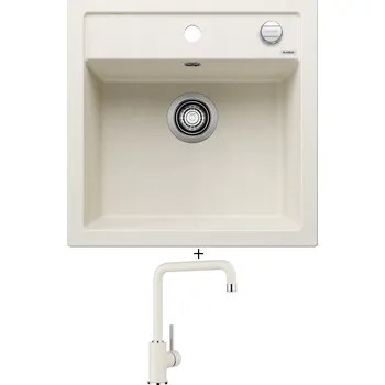Kuchyňský dřez Granitový dřez SET Blanco DALAGO 5 bílá soft s excentrem 527061 + Blanco MILI bílá soft 527461