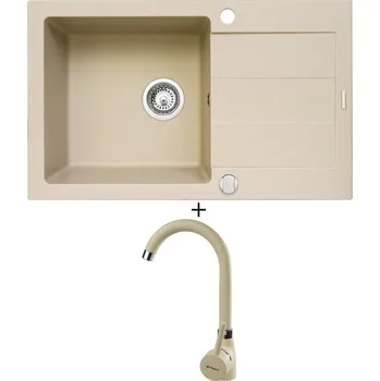 Granitový dřez Granitový dřez SET Pyramis SPARTA PLUS (78x48) 1B 1D béžová + Pyramis BELLO béžová