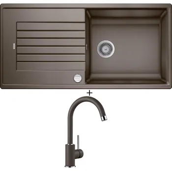 Kuchyňský dřez Granitový dřez SET Blanco ZIA XL 6 S kávová + excentrické ovládání + Blanco MIDA kávová 519423