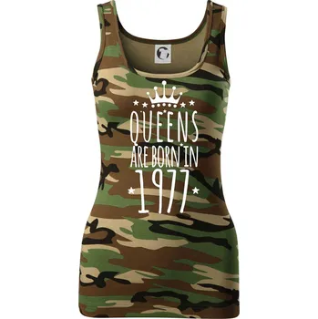Dámské tričko Queens are born in 1977 - Dámské Maskáčové tílko - S ( Hnědý maskáč )