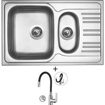 Nerezový dřez Nerezový dřez SET Sinks STAR 780.1 V nerez matný + Kuchinox ELZA BKE 762D chrom/černá