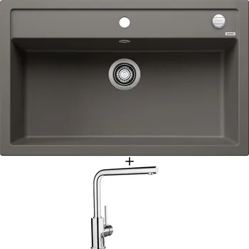 Granitový dřez Granitový dřez SET Blanco DALAGO 8 šedá vulkán s excentrem 527248 + Blanco MILA chrom 519414