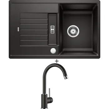 Kuchyňský dřez Granitový dřez SET Blanco ZIA 45 S černá + excentrické ovládání + Blanco MIDA černá 526145