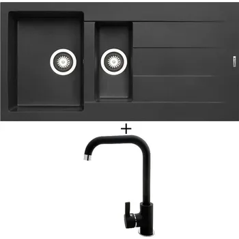 Granitový dřez Granitový dřez SET Pyramis ATHLOS (100x50) 1 1/2B 1D carbon + Pyramis SILVIO carbon