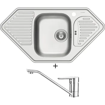 Nerezový dřez Nerezový dřez SET Pyramis MEDUSA CORNER 1B 2D nerez + Deante CORIO BFC 060M chrom